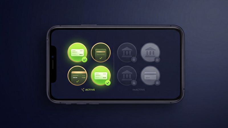 a graphic of a mobile device with financial app icons on it